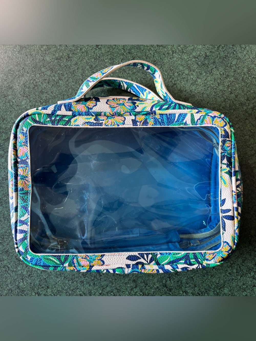 Lilly Pulitzer Floral Clear Travel Organizer Bag - Blue